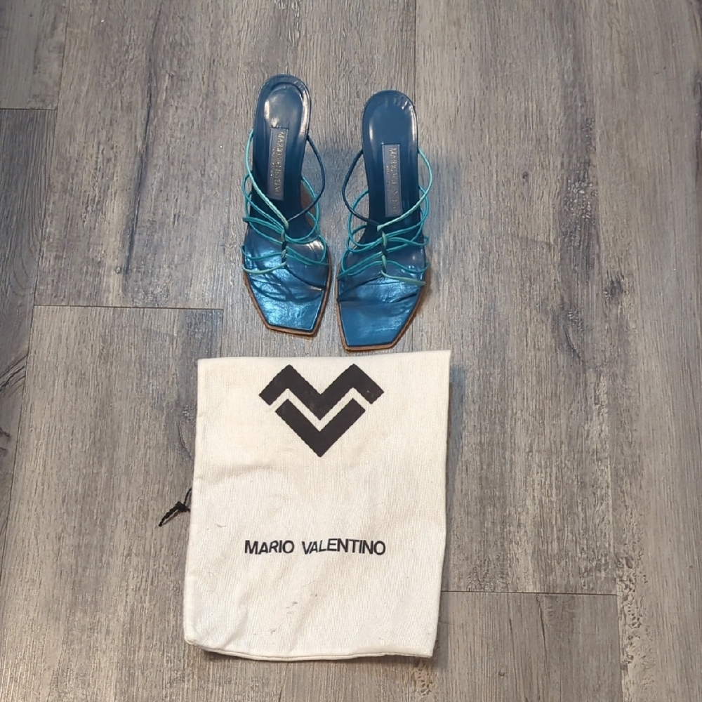 Mario Valentino Blue Strappy Heels - Picture 1 of 9
